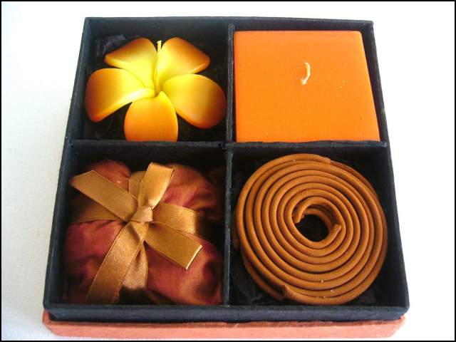 Candles & Incense Gift Box - Orange