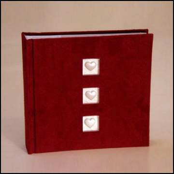 Pearl Colured Hearts of Love Red Suade- 100 Slip-in Photo Album