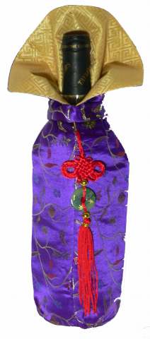 Wine Bottle Silk Bag - Purple