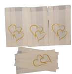 Wedding - Christening Cake Bags - Gold Heart x 100 Bulk Pack