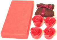 4 Small floating Rose Candle Gift Box with Potporri - Red