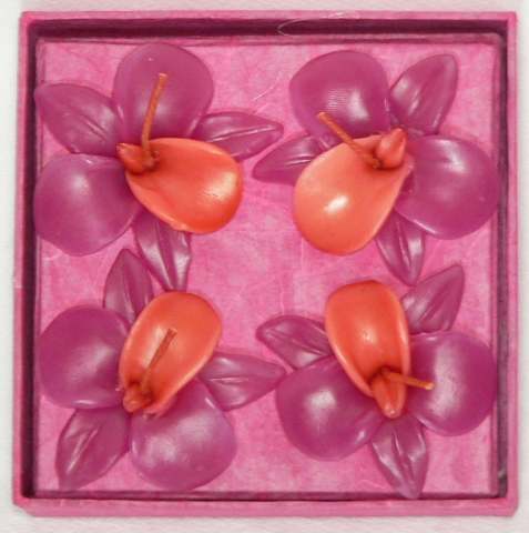 Four Orchid Floating Candles - Pink/Orange