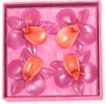 Four Orchid Floating Candles - Pink/Orange
