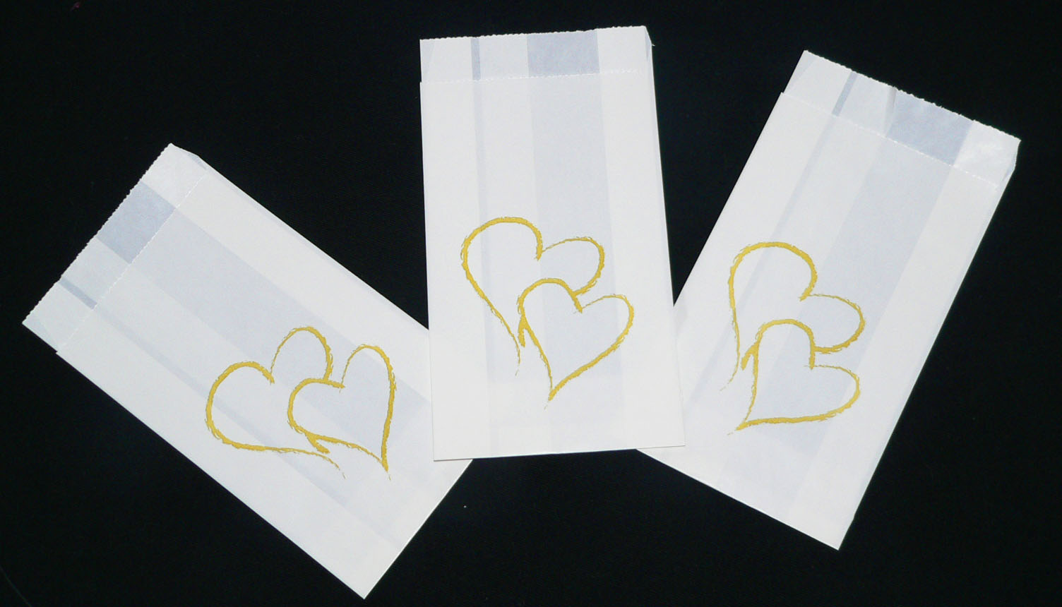 Wedding - Christening Cake Bags - Gold Heart x 100 Bulk Pack